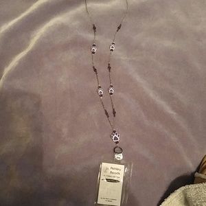 Purple paw print lanyard